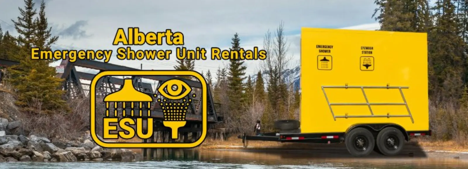 Emergency shower trailer at an Alberta industrial site