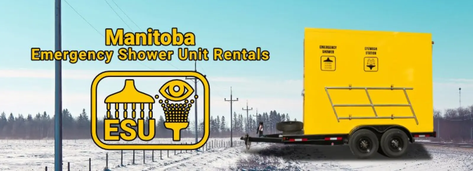 Emergency shower unit on a Manitoba industrial site