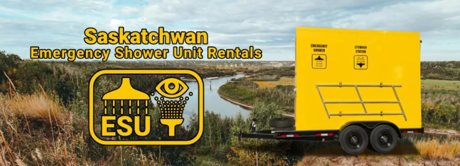 Emergency shower trailer on a Saskatchewan worksite